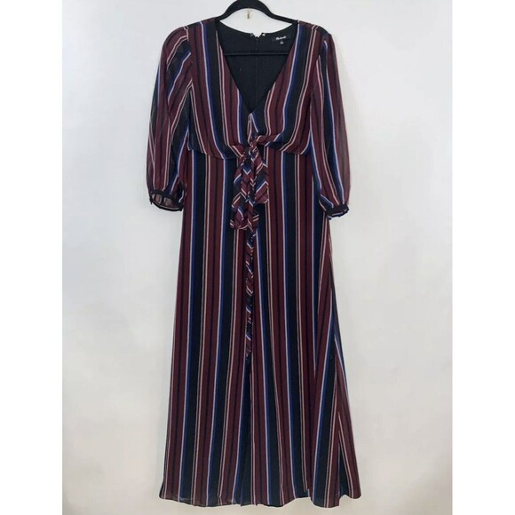 Madewell Wrap Around Maxi Dress in Stockdale Stripe 3/4 Sleeve Women's Size 0 - Picture 6 of 12